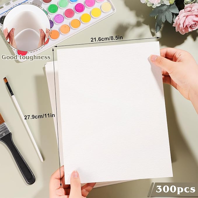 300 Sheets Watercolor Paper 8.5 x 11, 140 lb/300 GSM Cold Press Watercolor - Image 2