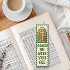 FREEBLOSS 22*8cm 6 Set Cross Stitch Bookmark Kits Plaid Biblical Themes Cross - Image 7