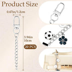 20pcs Silver Keychain Making Kit, Key Ring Swivel Snap Hook Chains, Alloy - Image 2