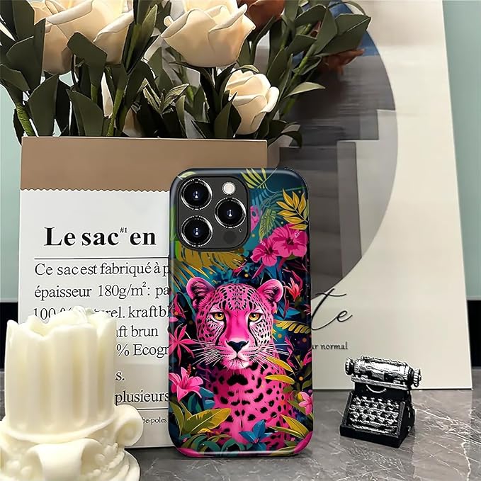 ZHEGAILIAN Case for iPhone 16 Pro, Panther Leopard Flower Durable Shockproof - Image 7