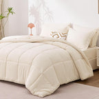 Love's cabin Full Comforter Set Beige, 7 Pieces Full Bed in a Bag, All Season - Image 2