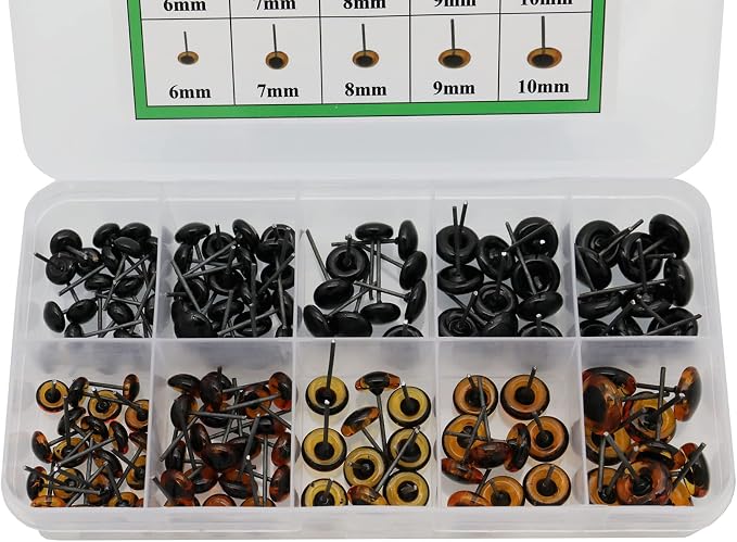 140Pcs Needle Felting Eyes 6-10mm mini Glass Amber - Image 3