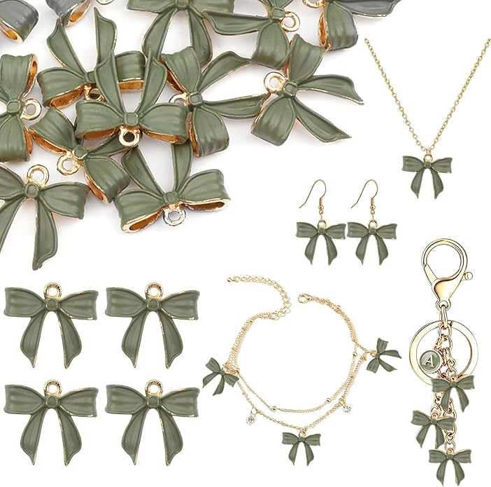 Bow Charms for Bracelet Jewelry Making Cute Bracelet Charms | 18Pcs, Bow Charms by Unknown