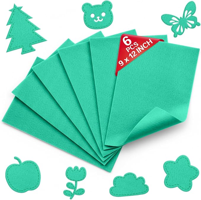 Aqua Green Soft Felt Sheets for Crafts, 1.6mm Thick, Kids' Crafts, DIY Projects by Grainear