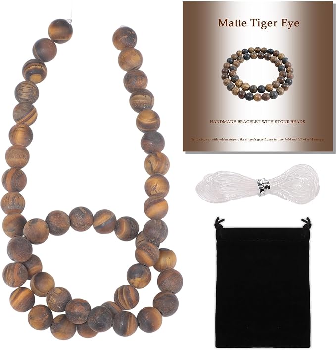 8mm Matte Classic Tiger Eye Bead, 15-Inch Matte Round Loose Stone Beads by THRELE