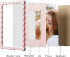 11x14 Picture Frame with Mat for 8x10, Wavy Edge Wooden Real Glass Photo Frame - Image 5