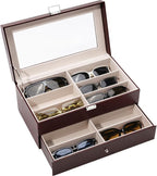 ProCase 12 Slots Sunglasses Organizer, 2 Layer Sunglass Case, Leather Eyeglass by ProCase