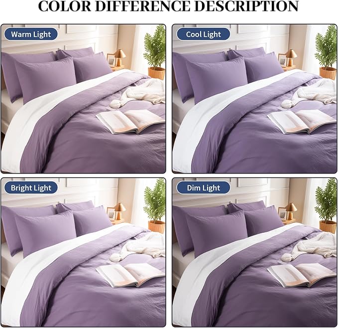 NEXHOME PRO Queen Duvet Cover Set, 100% Washed Cotton - Image 3