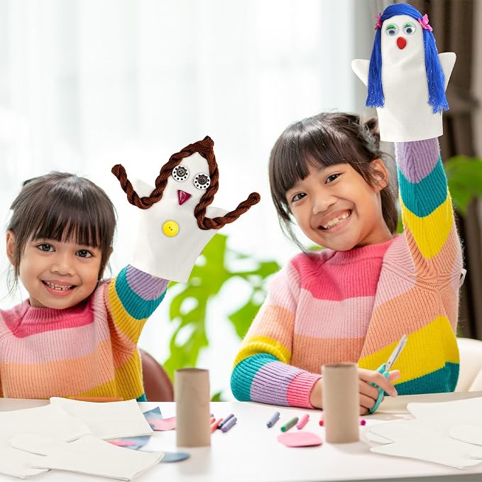 Soulchen 24 Pcs DIY Cotton Hand Puppet Kit 8 x 9.8 Inch Making Your Own Puppets - Image 5