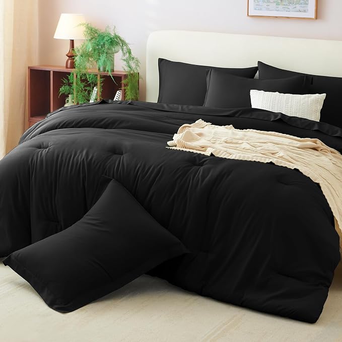 CozyLux Twin Comforter Set Black, 5 Pieces Bed in a Bag Twin Comforter Set - Image 9