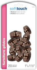 Nail-on, Heavy Duty Felt Pads for Wood Furniture and Hard Surfaces Value Pack (20 piece) - Walnut Brown, Round 1" in & 1.5" in