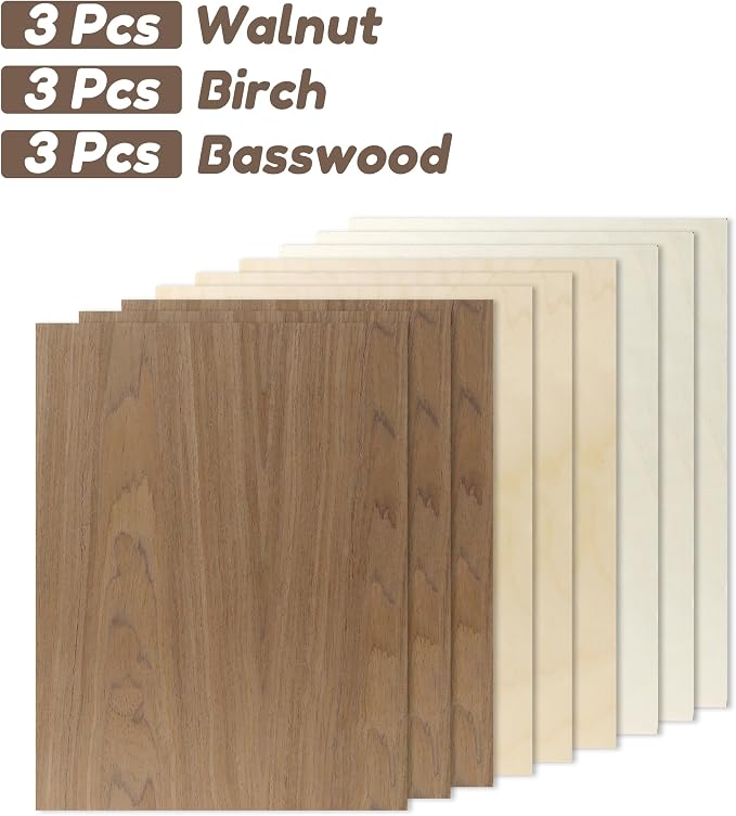9 Pack Walnut Wood Plywood Sheets, Smooth Surface, Uniform Thickness, No Burrs - Image 2