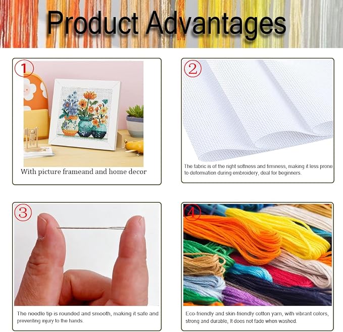 Tiwabb Flower Cross Stitch Kits - Image 4