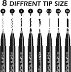KEMYR 8 Micro Fine liner Drawing Art Pens Calligraphy Pens: XS-E3.0 Size Black - Image 2