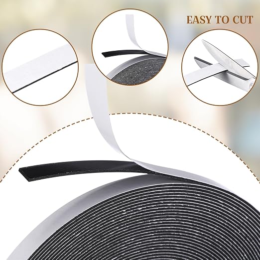 Tatuo 2 Rolls Double Sided Foam Tape 0.6 Inch by 50 Feet Black PE Foam Tape - Image 4