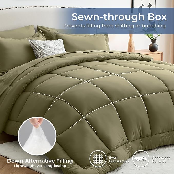 Sasttie King Size Comforter Set, 7 Pieces Bed in a Bag King, Complete Bedding - Image 3