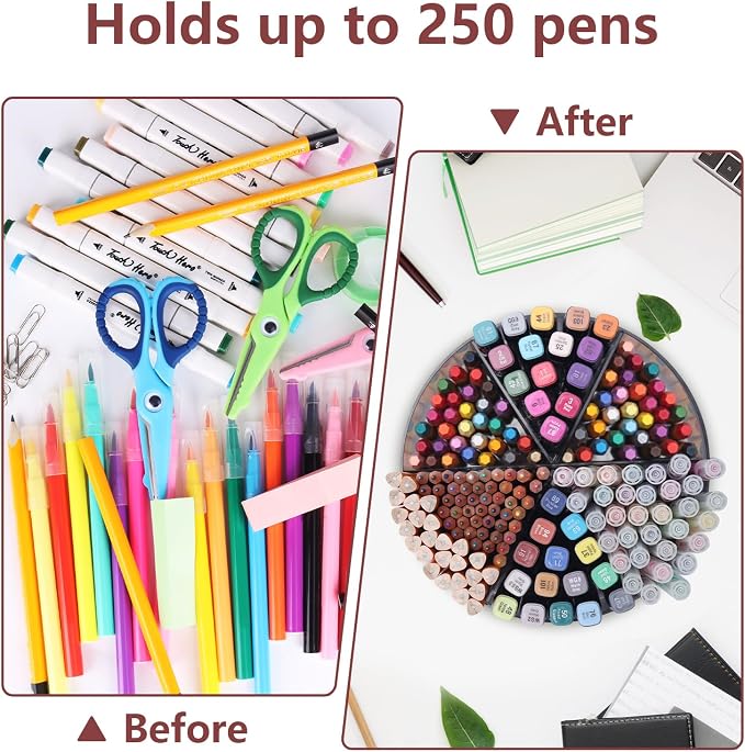 Absonic 250pcs Acrylic Pencil Holder Marker Organizer, 360-Degree Rotating Pen - Image 5