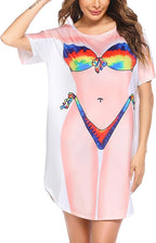 Ekouaer Women's Bikini Shirt Cover Up Short Sleeve Cute Bikini Print Cover-Up by EKOUAER