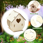 6 Sets 6 Styles Breeding Box Theme Unfinished Wood Bird House Hollow Star - Image 3