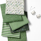 Patchwork Fabric Panel 100x155 cm, 100% Cotton Satin, 6 Coordinated Botanical & - Image 2