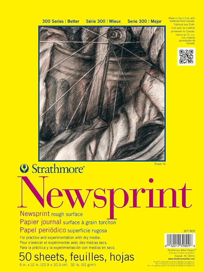 Strathmore 300 Series Tape Bound Newsprint Pad, 32 lb. Rough Paper, 9 X 12 by StrathmorePaper