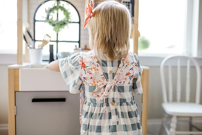 BapronBaby Peachy Dreams Bapron - No Neck Tie Safer Bib for Baby & Toddler - Soft Waterproof Stain Resistant - Machine Washable - Sz Baby/Toddler 6m-3T