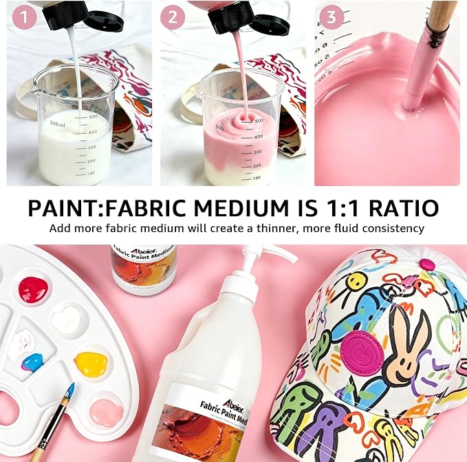 ABEIER Fabric Medium for Acrylic Paint, 33.8 oz/1 L Large Textile Medium - Image 5