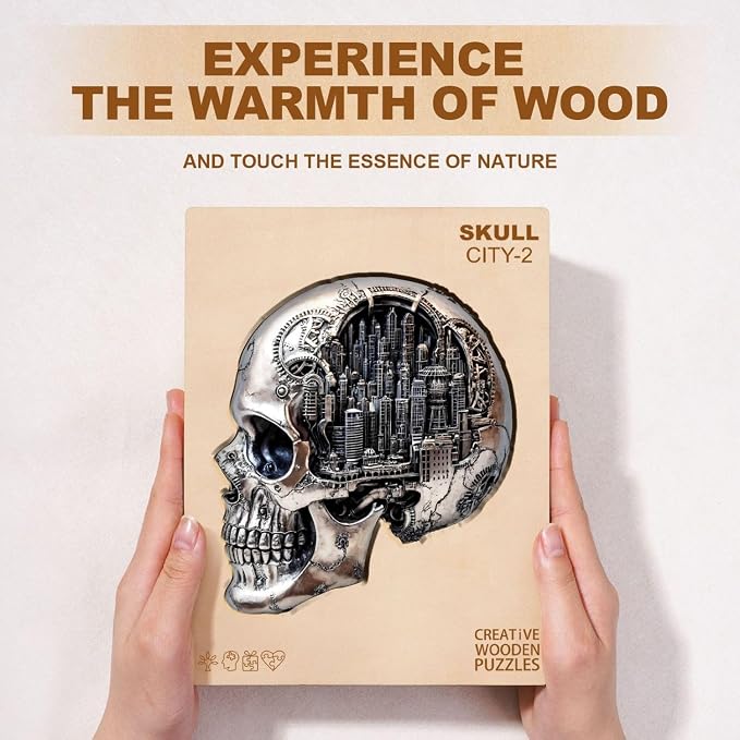 City Skull Puzzles Adults Gifts Wooden 250 Pieces 13.4 * 12.3in - Image 8