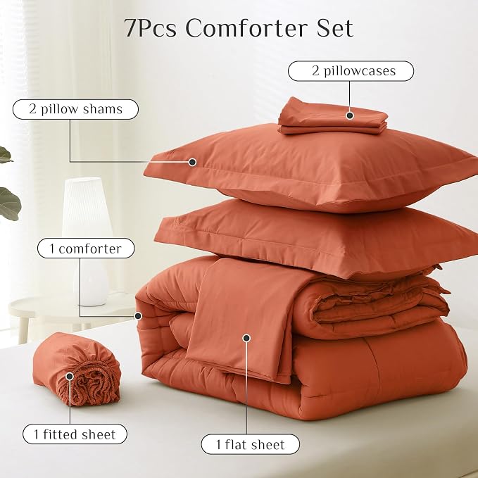 JOLLYVOGUE King Comforter Set, Ultra-Soft Bed in a Bag King Size 7 Pieces - Image 5