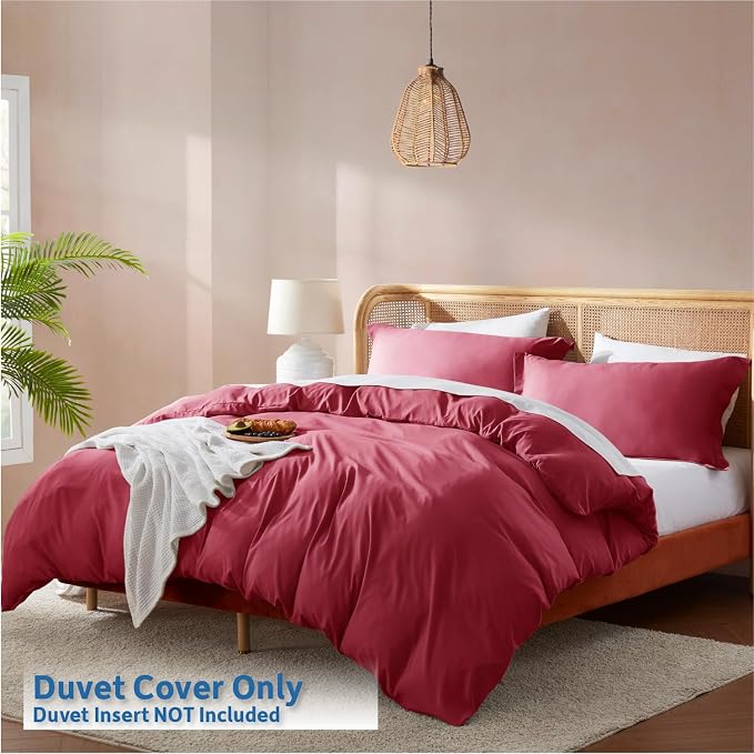 Nestl Burgundy Red California King Duvet Cover Sets - Image 2