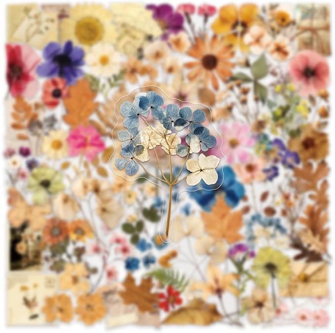 100PCS Transparent Flora Scrapbook Stickers, Vintage Aesthetic Flowers Sticker - Image 4