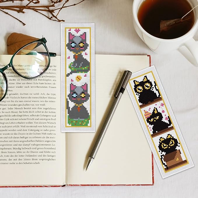 INFUNLY 6 Set Cat Cross Stitch Bookmark Kits Carton Kitten DIY Cross Stitch Kit - Image 5