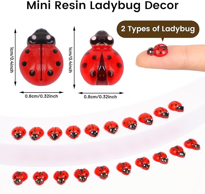 300pcs Mini Resin Ladybug Decor Tiny Ladybug - Image 3