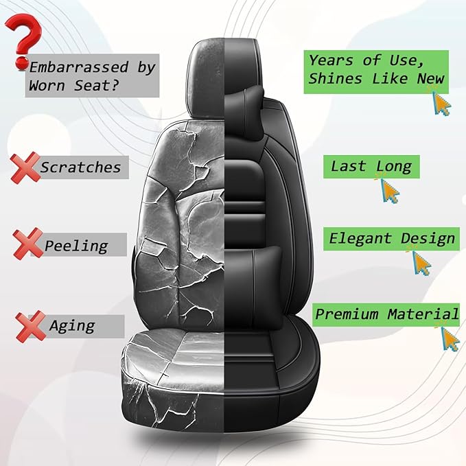 Car Seat Covers for Buick Lacrosse 2005-2019 | 5-Seats Seat Covers, Waterproof Seat Protectors, Automotive Seat Covers (Full Set with Pillow,Black)
