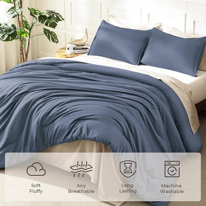 Litanika Comforters Bluish Grey California King Size, 3 Pieces Lightweight - Image 3