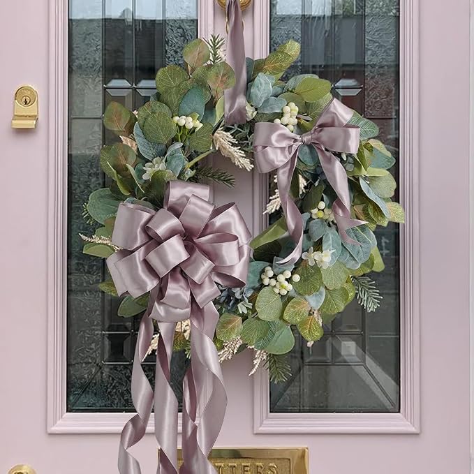 HUIHUANG Lilac Satin Wired Ribbon 2.5 inch Dusty Purple Double-Faced Satin Wire - Image 5