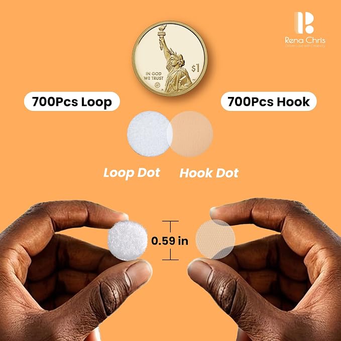 Self Adhesive Dots, Strong Adhesive 1400pcs 0.59" Diameter Sticky Back Nylon - Image 2