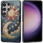 Case for Samsung Galaxy S25 Ultra Case, Sun Moon Stars Faux Stained Glass by Kapadiy