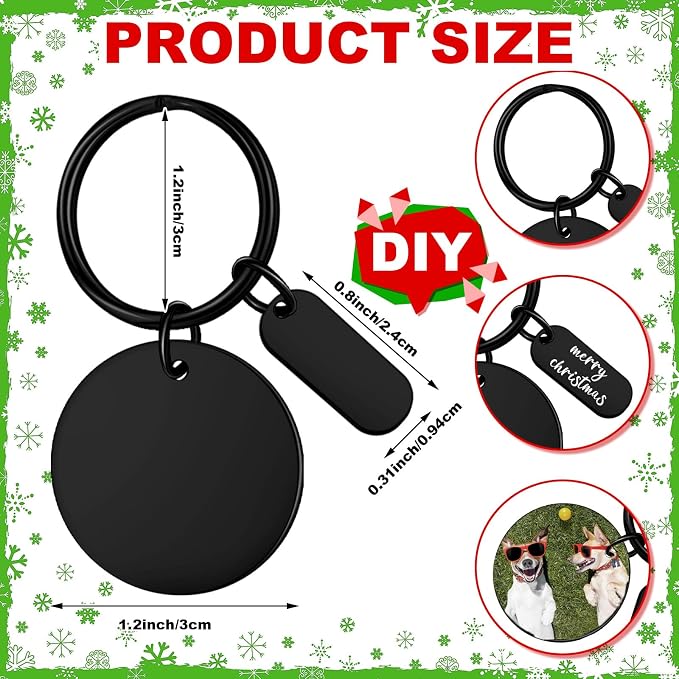 Gisafai 30 Pcs Black Engravable Metal Keychain Blanks Laser Graduation - Image 2