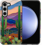 for Samsung Galaxy S23 Plus Case, Stained Glass Cactus Pattern Glossy 2 in 1 - Image 2