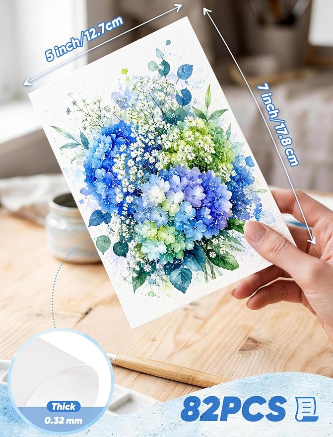 82 Sheets Watercolor Paper Bulk 5"x7", 110lb/230gsm Cold Press Thick Water - Image 2