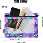 Pink Blue Purple Mermaid Scales Pencil Pouch - Image 3