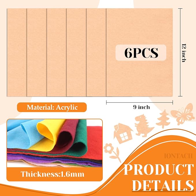 IONTACH 9" X 12" Soft Felt Sheets 1.6mm Thick | Felt Fabric - Image 3