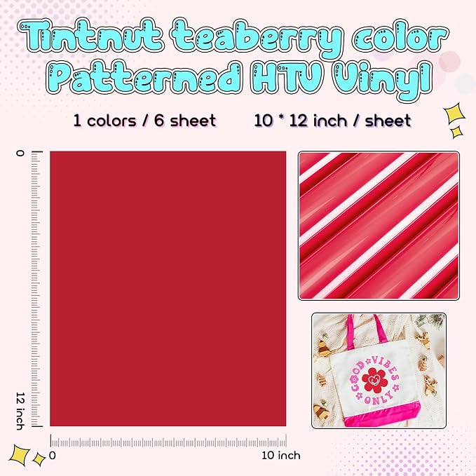 Tintnut Teaberry Color Heat Transfer Vinyl, easy cut & weed, stretch washable - Image 2