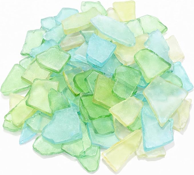 Jetec 25 oz Sea Glass for Crafts Pieces Decor Flat Frosted Sea Glass Vase by Jetec