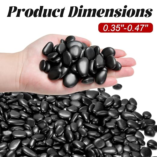 2.2 lb Natural Polished Black Pebbles, 3/8-1/2 Inch Decorative White Rocks - Image 2