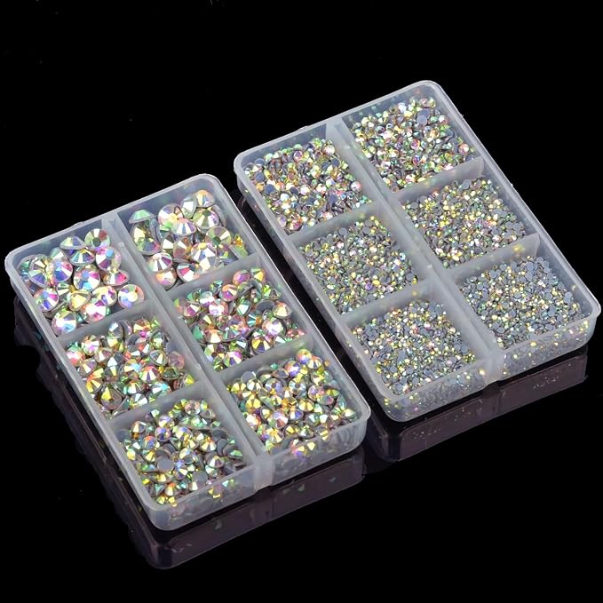 10000Pcs 2-Boxes Mixed Size Hot Fix Round Crystals Gems Glass Stones Hotfix - Image 5