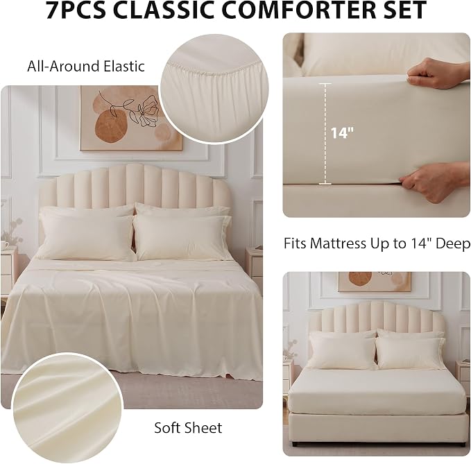 Queen Comforter Set Beige - Image 2