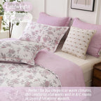 LEMIROE Pink Floral Cotton Comforter King Size 3PC - Image 3