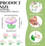 FASHEWELRY 30Pcs Transparent Acrylic Glass Flower Charms 20mm Colorful Floral - Image 4
